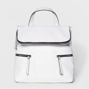 White Vegan Leather Backpack